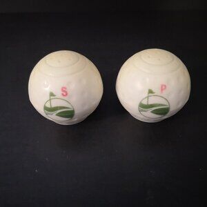 Golf Ball Shaped Plastic Salt & Pepper Shakers White w/ Dimples Collectable